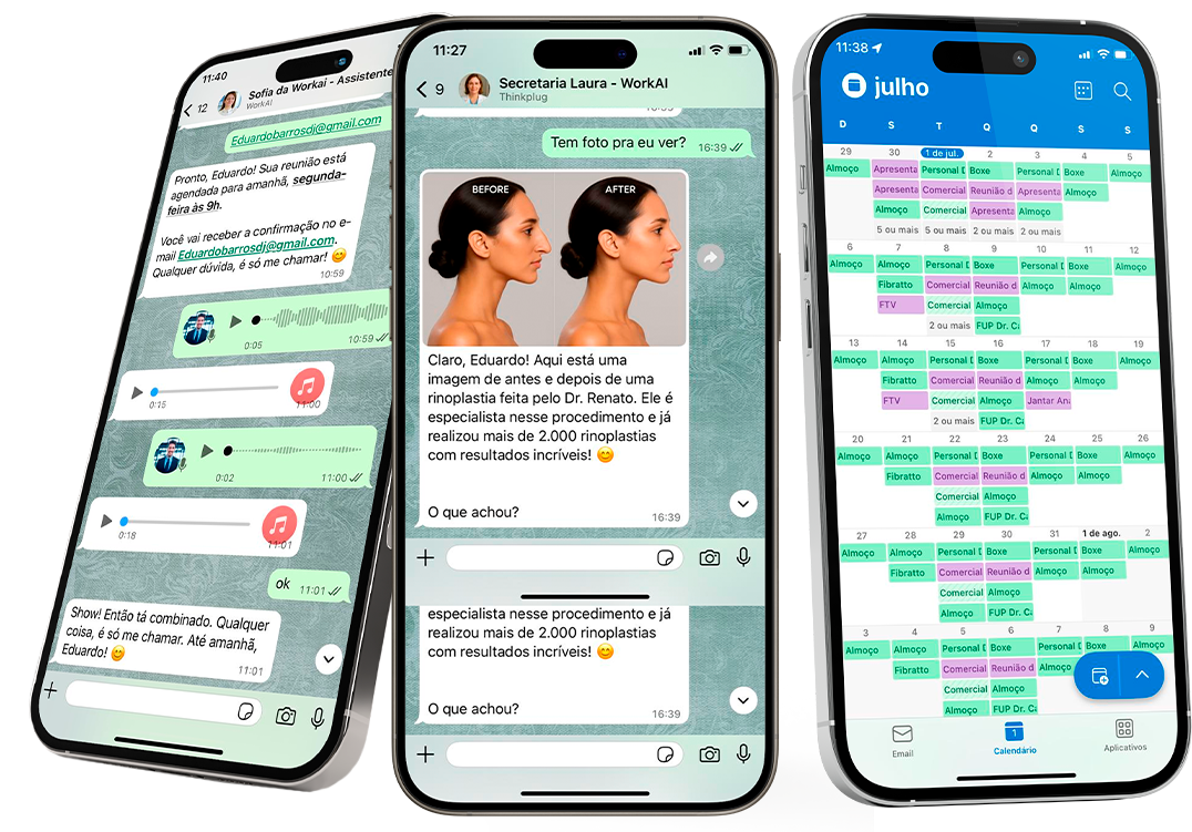 IA humanizada WorkAi organizando atendimentos e lembretes pelo WhatsApp